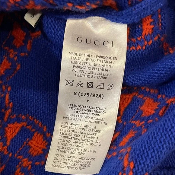 Gucci Royal Blue & Red GG Jacquard Crewneck Sweater - Picture 6 of 7